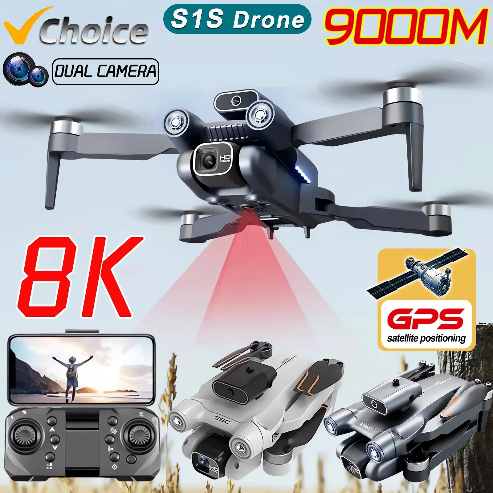 New S1S 5G GPS Drone Camera 8K - Drone Camera Mount ulasan dan harga