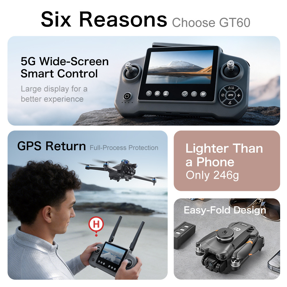 New GT60 GPS Drone High Defini - Drone Camera Wide Angle ulasan dan harga